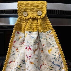 Yellow Crochet Kitchen Towel